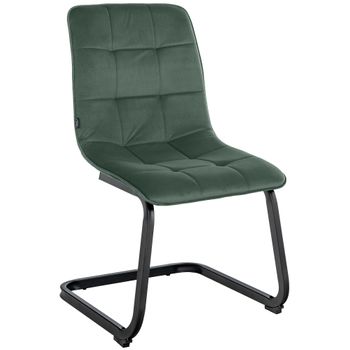 Clp Silla De Comedor Vermont En Terciopelo Metal Verde Oscuro 58x47x87 Cm