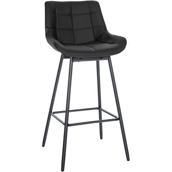 Clp Taburete De Bar Weston Giratorio Simil Cuero Negro 56x49x105 Cm