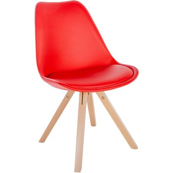 Clp Silla De Comedor Sofia En Polipiel Simil Cuero Rojo 54x48x81 Cm