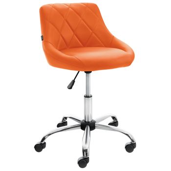 Clp Taburete De Trabajo Lazio Con Ruedas Simil Cuero Naranja 49x47x71 Cm