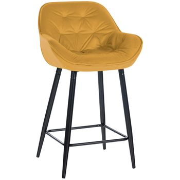 Clp Taburete De Bar Gibson 76 De Terciopelo Amarillo 57.5x54x Cm