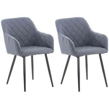 Clp Set De 2 Sillas De Comedor Shila Tela Gris Oscuro 44x47x84 Cm