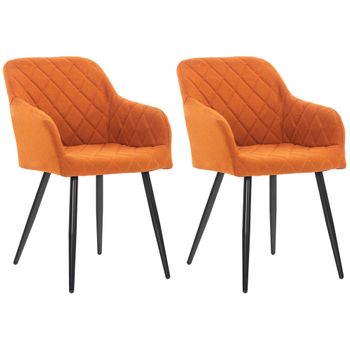 Clp Set De 2 Sillas De Comedor Shila Tela Naranja 44x47x84 Cm