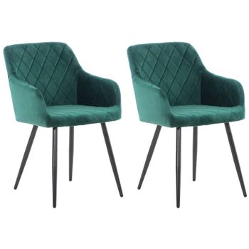 Clp Set De 2 Sillas De Comedor Shila Terciopelo Verde 44x47x84 Cm