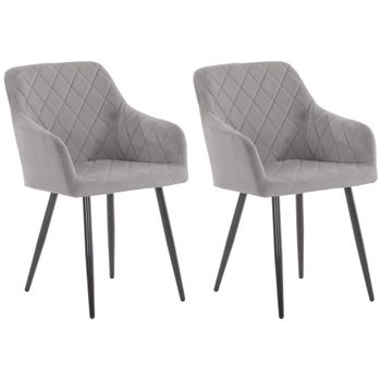 Clp Set De 2 Sillas De Comedor Shila Terciopelo Gris 44x47x84 Cm