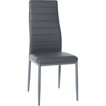 Clp Silla De Comedor Mayfair Simil Cuero Gris 40x41.5x99 Cm