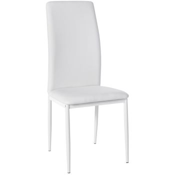 Clp Silla De Comedor Savino Simil Cuero Blanco 40x41.5x99 Cm