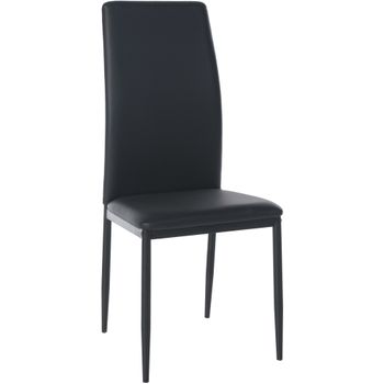 Clp Silla De Comedor Savino Simil Cuero Negro 40x41.5x99 Cm