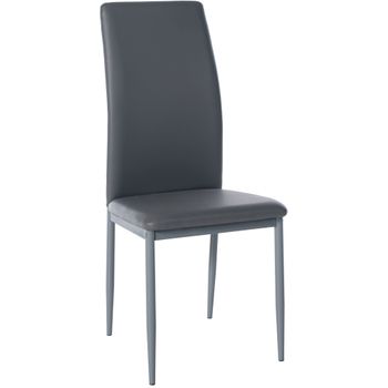 Clp Silla De Comedor Savino Simil Cuero Gris 40x41.5x99 Cm