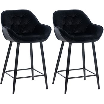 Clp Set De 2 Taburetes De Bar Gibson 76 De Terciopelo Negro 57.5x54x Cm