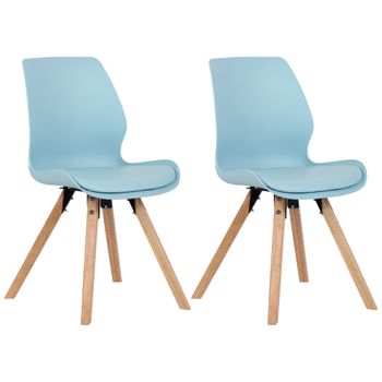 Clp Set De 2 Sillas De Comedor Luna Con Base De Madera Plástico Azul 58x48x87 Cm