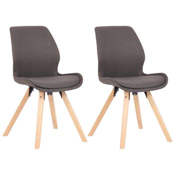 Clp Set De 2 Sillas De Comedor Luna Con Base De Madera Tela Gris Oscuro 58x49x87.5 Cm