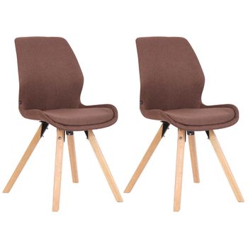 Clp Set De 2 Sillas De Comedor Luna Con Base De Madera Tela Marrón 58x49x87.5 Cm