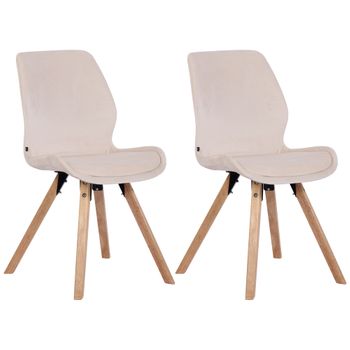 Clp Set De 2 Sillas De Comedor Luna Con Base De Madera Terciopelo Crema 58x49x87.5 Cm