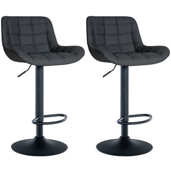 Clp Set De 2 Taburetes De Bar Tover Simil Cuero Negro 54x48x Cm