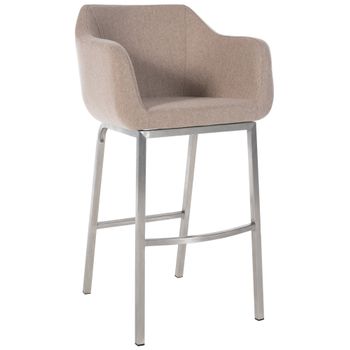 Clp Taburete De Bar Monea En Fieltro & Base De 4 Patas Gris Topo 56x58x108 Cm