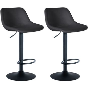 Clp Set De 2 Taburetes De Bar Loft Terciopelo Negro 49x43x Cm