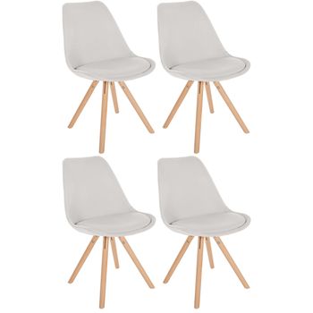 Clp Set De 4 Butacas De Salón Sofia En Tela Crema 54x48x81 Cm