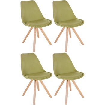 Clp Set De 4 Butacas De Salón Sofia En Tela Verde 54x48x81 Cm