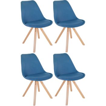 Clp Set De 4 Butacas De Salón Sofia En Tela Azul 54x48x81 Cm