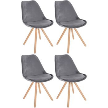 Clp Pack De 4 Sillas De Salón Sofia En Terciopelo Gris 54x48x81 Cm