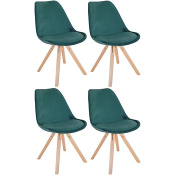 Clp Pack De 4 Sillas De Salón Sofia En Terciopelo Verde 54x48x81 Cm