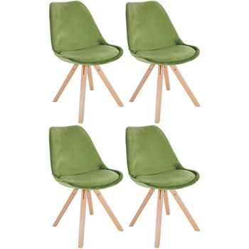 Clp Pack De 4 Sillas De Salón Sofia En Terciopelo Verde Claro 54x48x81 Cm