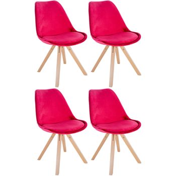 Clp Pack De 4 Sillas De Salón Sofia En Terciopelo Rojo 54x48x81 Cm