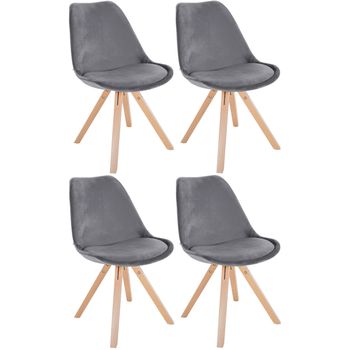 Clp Pack De 4 Sillas De Salón Sofia En Terciopelo Gris 54x48x81 Cm