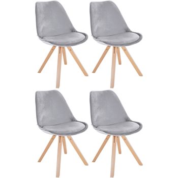 Clp Pack De 4 Sillas De Salón Sofia En Terciopelo Gris Claro 54x48x81 Cm