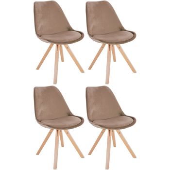 Clp Pack De 4 Sillas De Salón Sofia En Terciopelo Marrón 54x48x81 Cm