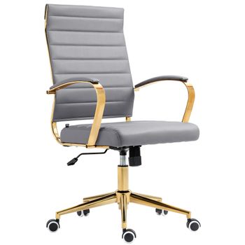 Clp Silla De Oficina Havanna En Polipiel Simil Cuero Gris 59x57x99 Cm