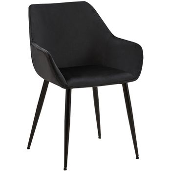 Clp Silla De Comedor Vessa Terciopelo Negro 63x52x82 Cm