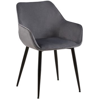 Clp Silla De Comedor Vessa Terciopelo Gris Oscuro 63x52x82 Cm