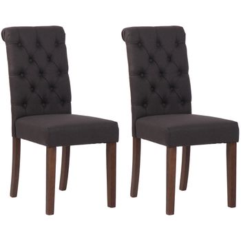 Clp Set De 2 Sillas De Comedor Lisburn En Tela O Terciopelo Negro 63x45x98 Cm