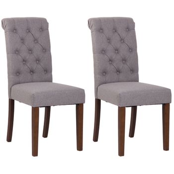 Clp Set De 2 Sillas De Comedor Lisburn En Tela O Terciopelo Gris 63x45x98 Cm