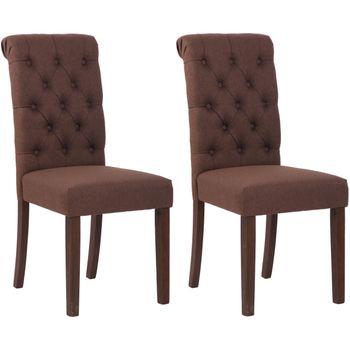 Clp Set De 2 Sillas De Comedor Lisburn En Tela O Terciopelo Marrón 63x45x98 Cm