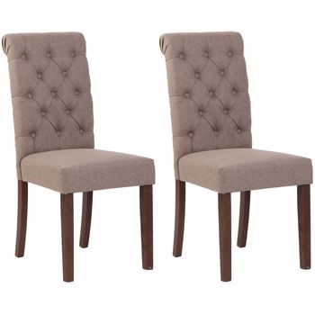 Clp Set De 2 Sillas De Comedor Lisburn En Tela O Terciopelo Gris Topo 63x45x98 Cm