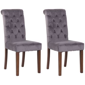 Clp Set De 2 Sillas De Comedor Lisburn En Tela O Terciopelo Gris Oscuro 63x45x98 Cm