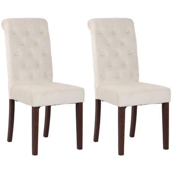 Clp Set De 2 Sillas De Comedor Lisburn En Tela O Terciopelo Crema 63x45x98 Cm