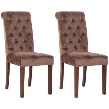 Clp Set De 2 Sillas De Comedor Lisburn En Tela O Terciopelo Marrón 63x45x98 Cm