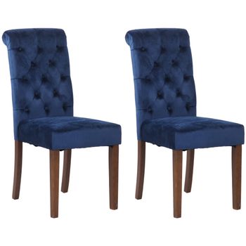 Clp Set De 2 Sillas De Comedor Lisburn En Tela O Terciopelo Azul 63x45x98 Cm