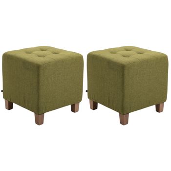 Clp Set De 2 Taburetes Puff Pharao En Tela Verde 45x45x46 Cm