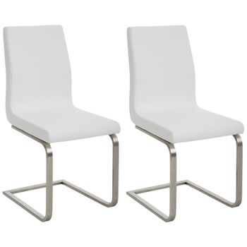 Clp Set De 2 Sillas De Comedor Belfort En Polipiel Simil Cuero Blanco 50x40x90 Cm