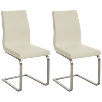 Clp Set De 2 Sillas De Comedor Belfort En Polipiel Simil Cuero Crema 50x40x90 Cm