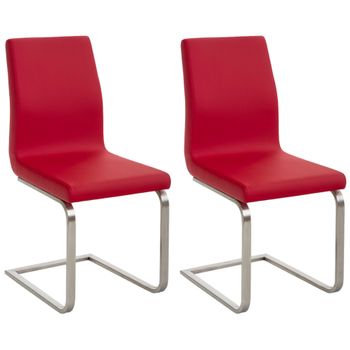 Clp Set De 2 Sillas De Comedor Belfort En Polipiel Simil Cuero Rojo 50x40x90 Cm