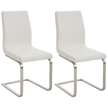 Clp Set De 2 Sillas De Comedor Belfort Tela Blanco 50x40x90 Cm