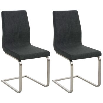 Clp Set De 2 Sillas De Comedor Belfort Tela Gris Oscuro 50x40x90 Cm