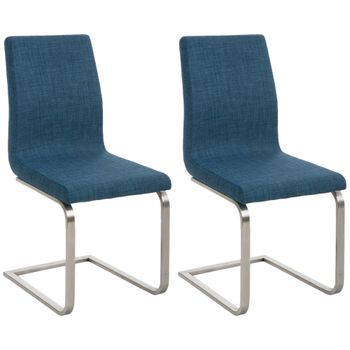 Clp Set De 2 Sillas De Comedor Belfort Tela Azul 50x40x90 Cm