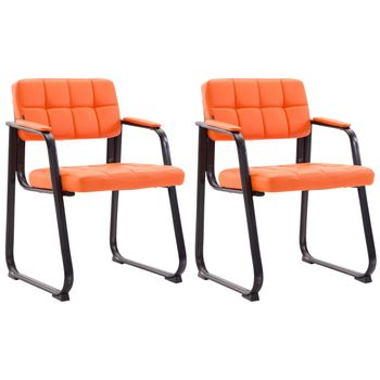 Clp Set De 2 Sillas De Conferencia Canada B Simil Cuero Naranja 58x59x84 Cm